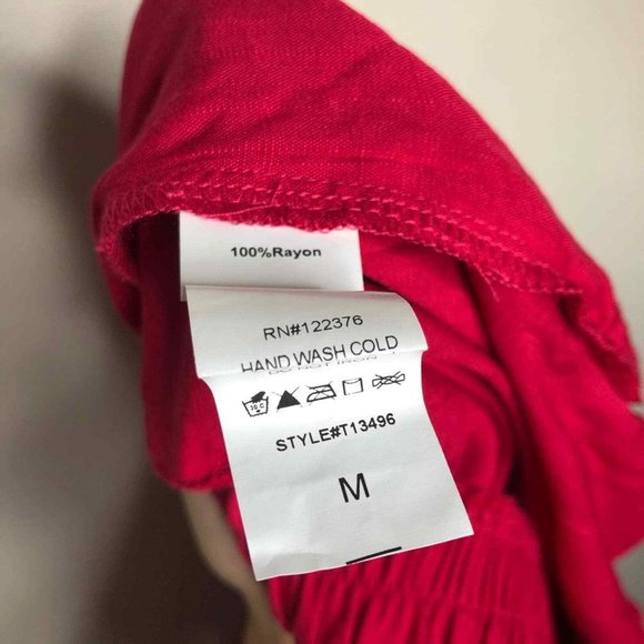 Mustard Seed Front Tie Red Romper Short Sleeves Cut Out Rayon 100% Size M - Picture 7 of 12